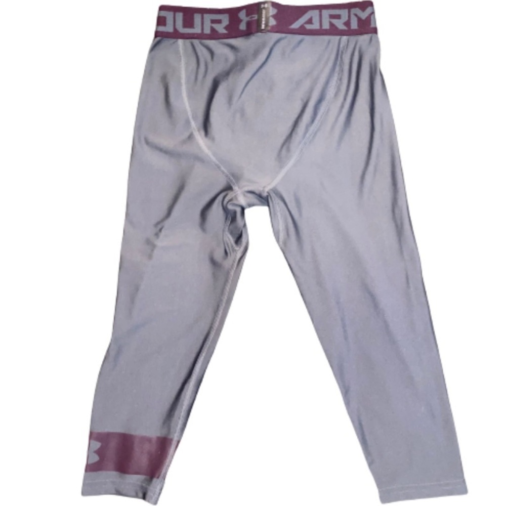 2/$10 Under Armour Boys Youth Size Medium Grey Athletic Leggings - Picture 4 of 7